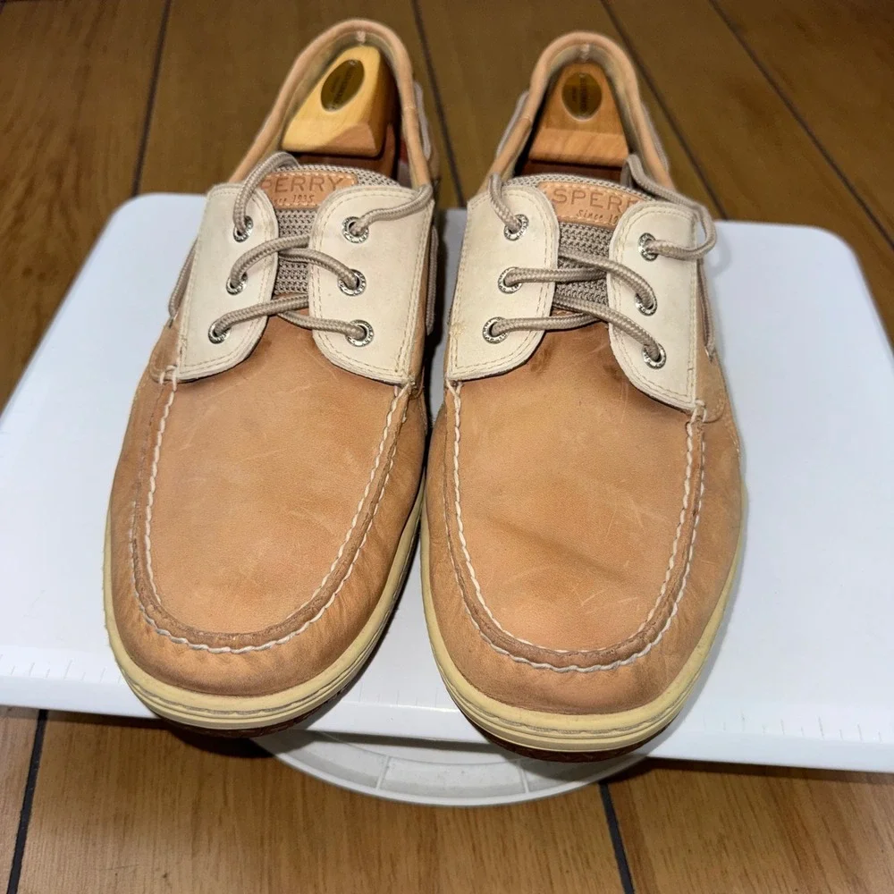 Sperry Top-Sider Billfish Tan Beige Leather Mesh Boat Shoes Mens 14M 0799023
